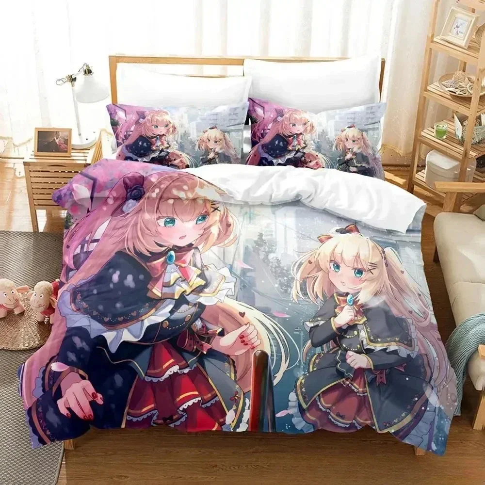 Kawaii Akai Haato Bedding Set Single Twin Full Queen King Size Bed Set Adult Kid Bedroom Duvet cover Sets 3D Print Anime Bed