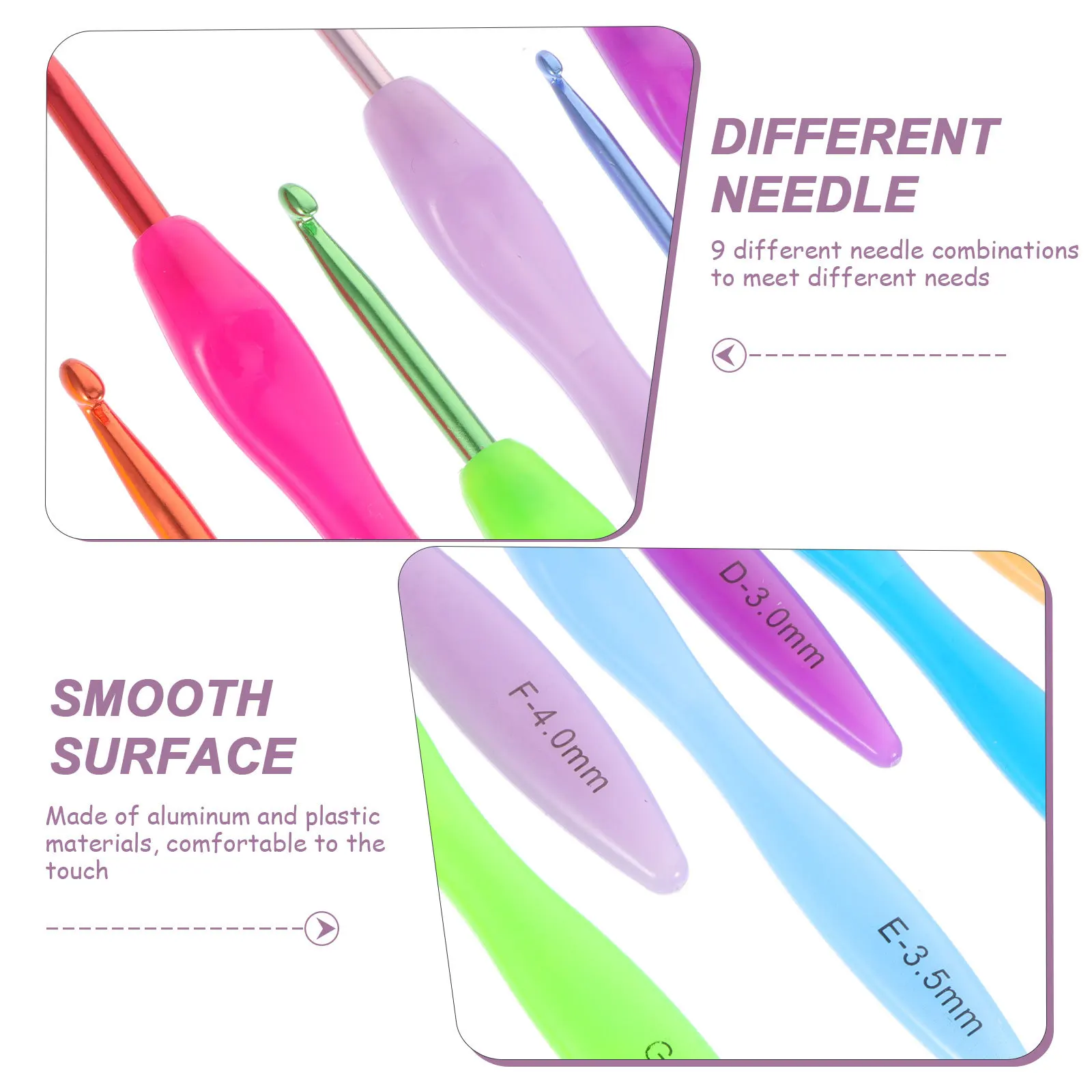 

9Pcs Aluminum Crochet Needles Professional DIY Knitting Set Lightweight Comfort Grip for Long Term Use No Snag Yarn Crochet