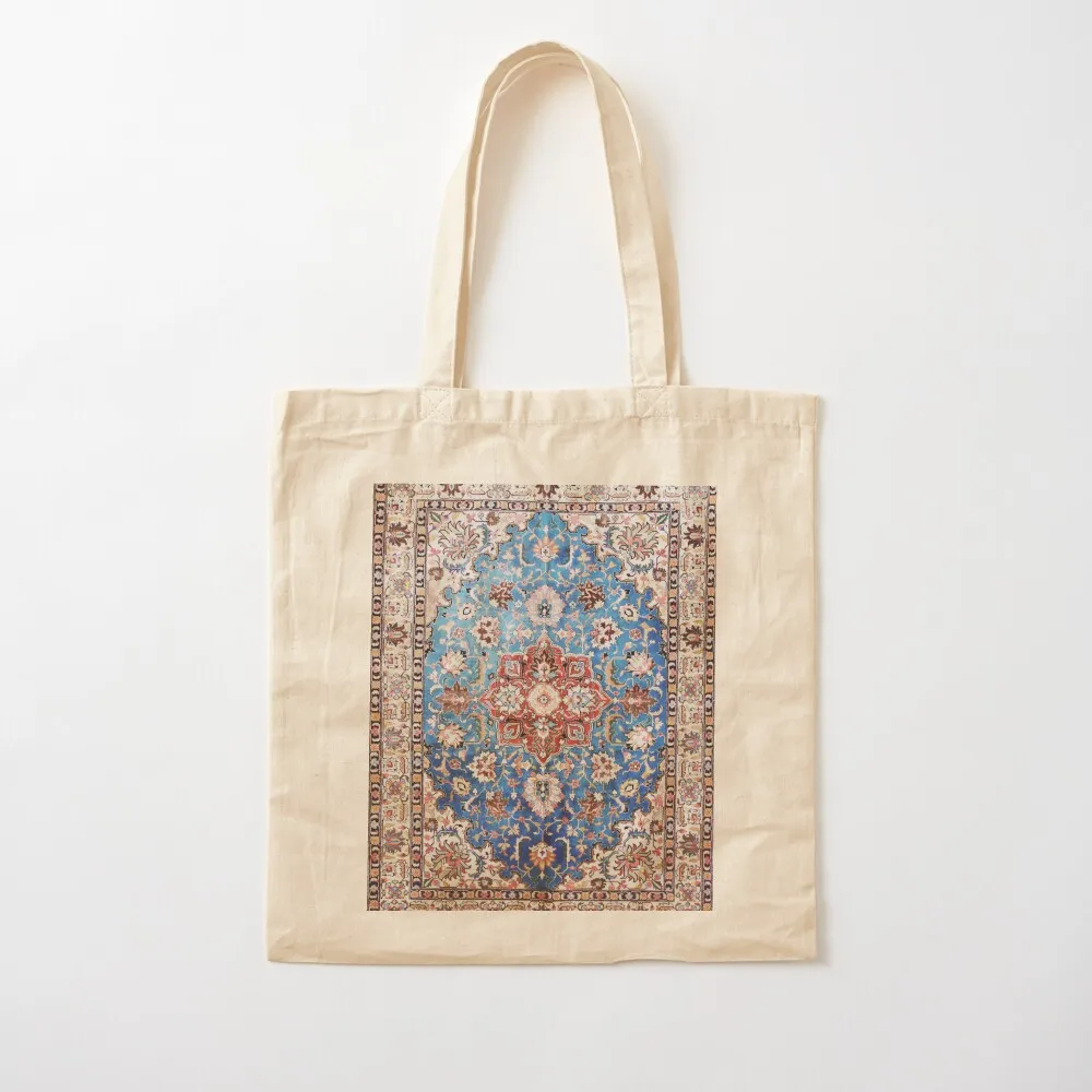 

Tabriz Rug With Blue Field Print Tote Bag eco bag folding reusable grocery bags Canvas Tote Bag