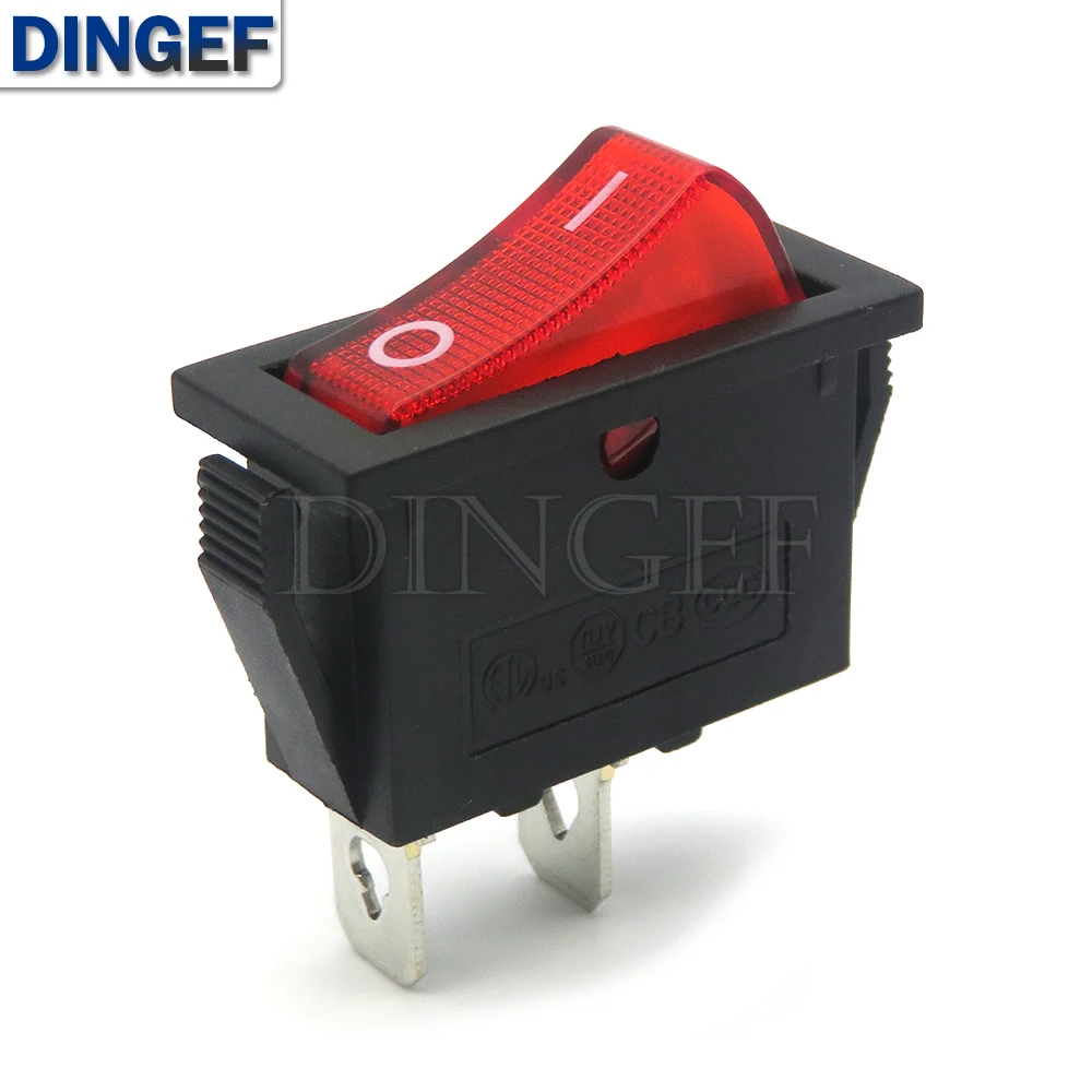 5PCS KCD3 2 positions 2PIN Black Red button Boat switch Rocker Switch Without light ON/OFF 16A 125VAC 250VAC