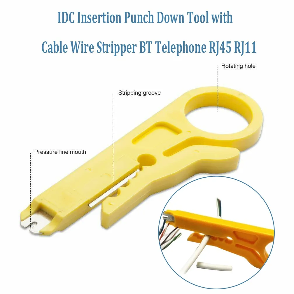 Multifunctional IDC Insertion Tool with Wire Stripper for Quick Telephone Line and Network Outlet Installation