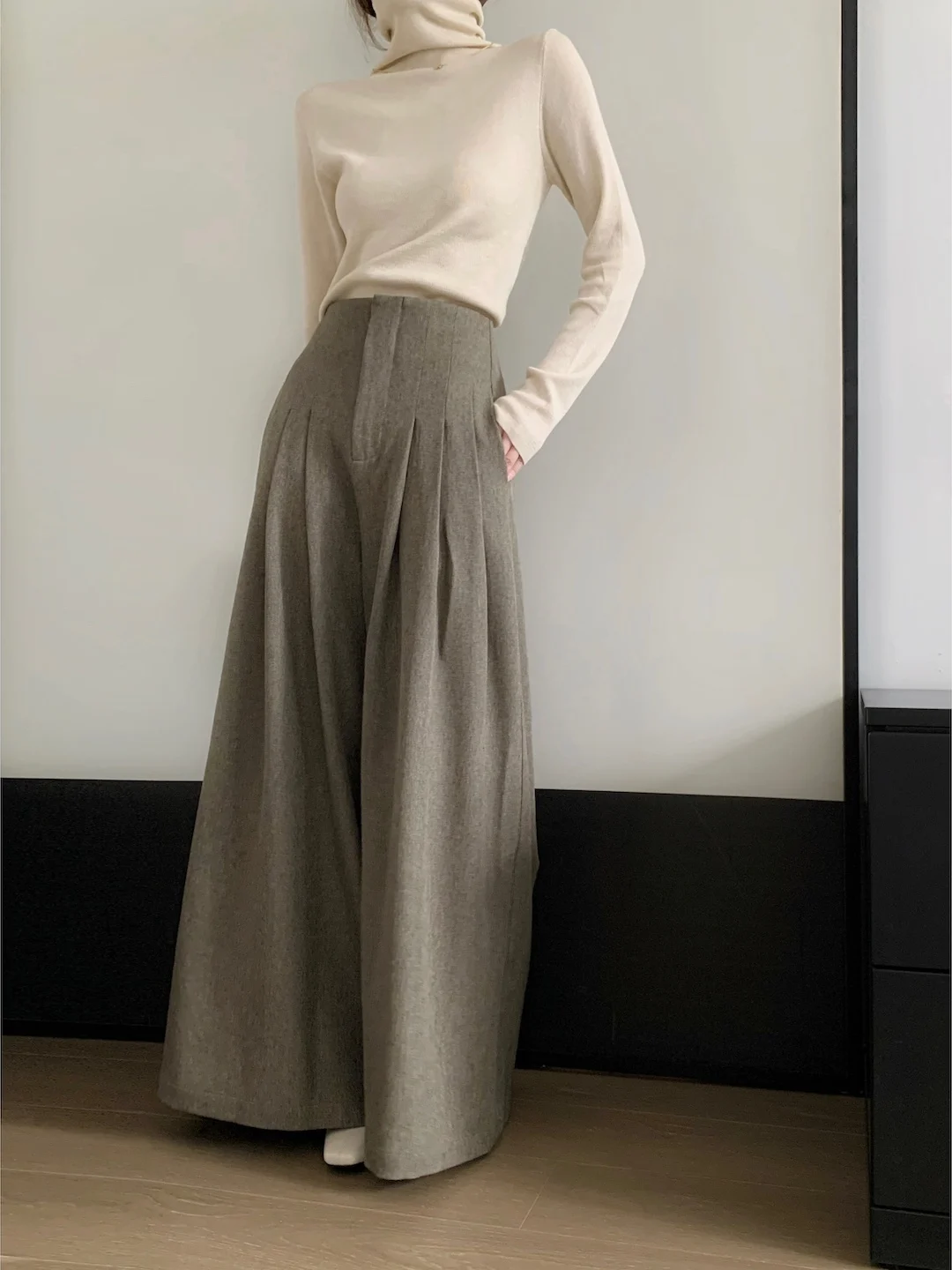 

Брюки с высокой талией и широкими штанинами, прямого кроя, женские, премиум-класса, длинные, осенне-зимние, повседневные, прямые брюки