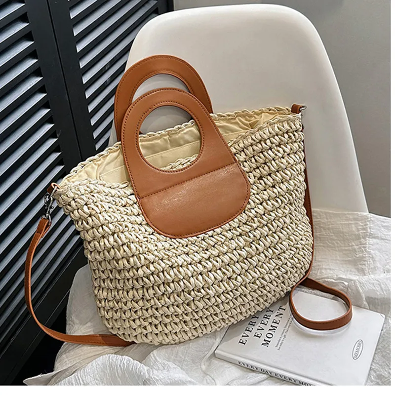 New Women Summer Weave Beach Bag borsa a tracolla borsa asual borsa popolare fatta a mano intrecciata cestino vacanza pochette di paglia Tote