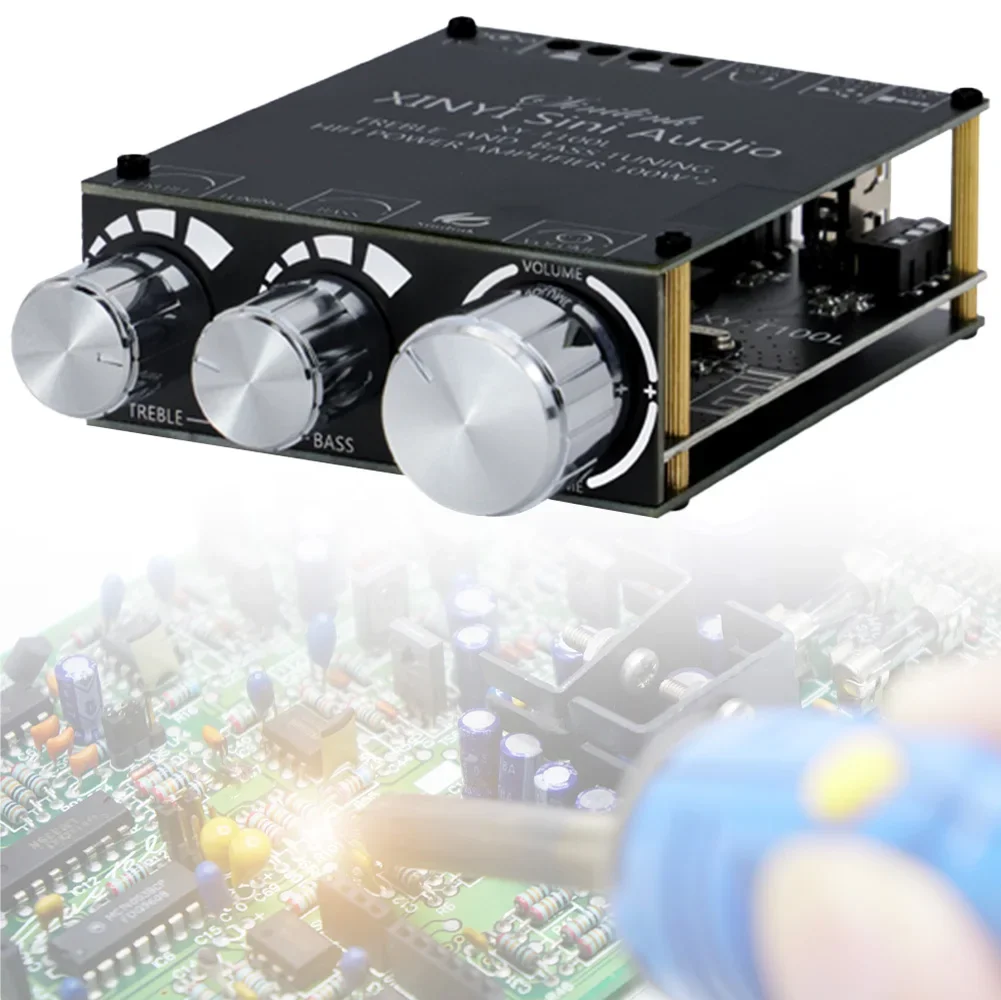 BT 5.0 TPA3116D2 Power Amplifier Board 2x100W Stereo Digital Power Amplifier Board Module Stereo Treble And Bass Adjustment