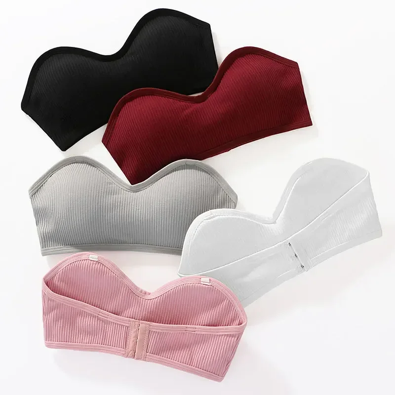 

1PC Sexy Strapless Top Women Tube Top Wrapped Bra Cropped Bandeau Top With Pad Stretchy Lingerie Girl Underwear Tube Tops