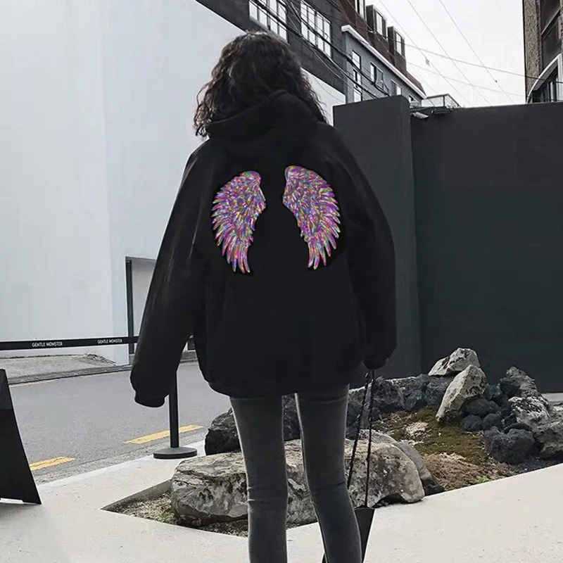 Regenbogen Feder flügel Pailletten nähen Patches gestickte Abzeichen für Kleidung DIY Applikationen Handwerk Dekoration