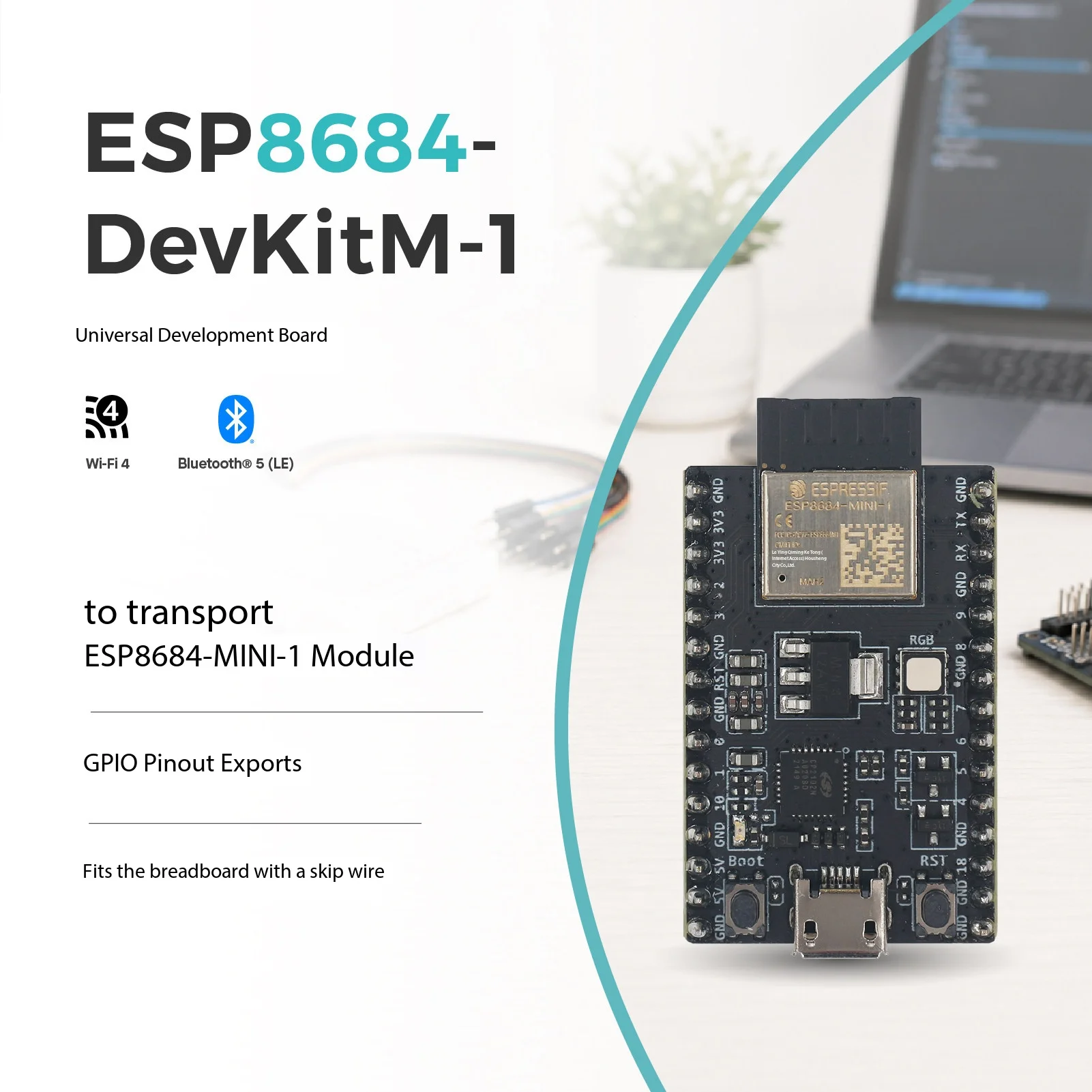 Espressif ESP8684-DevKitM-1 ESP32-C2 Entry Board 2.4G Wi-Fi 5 BLE RISC-V 4MB Breadboard Teaching Module
