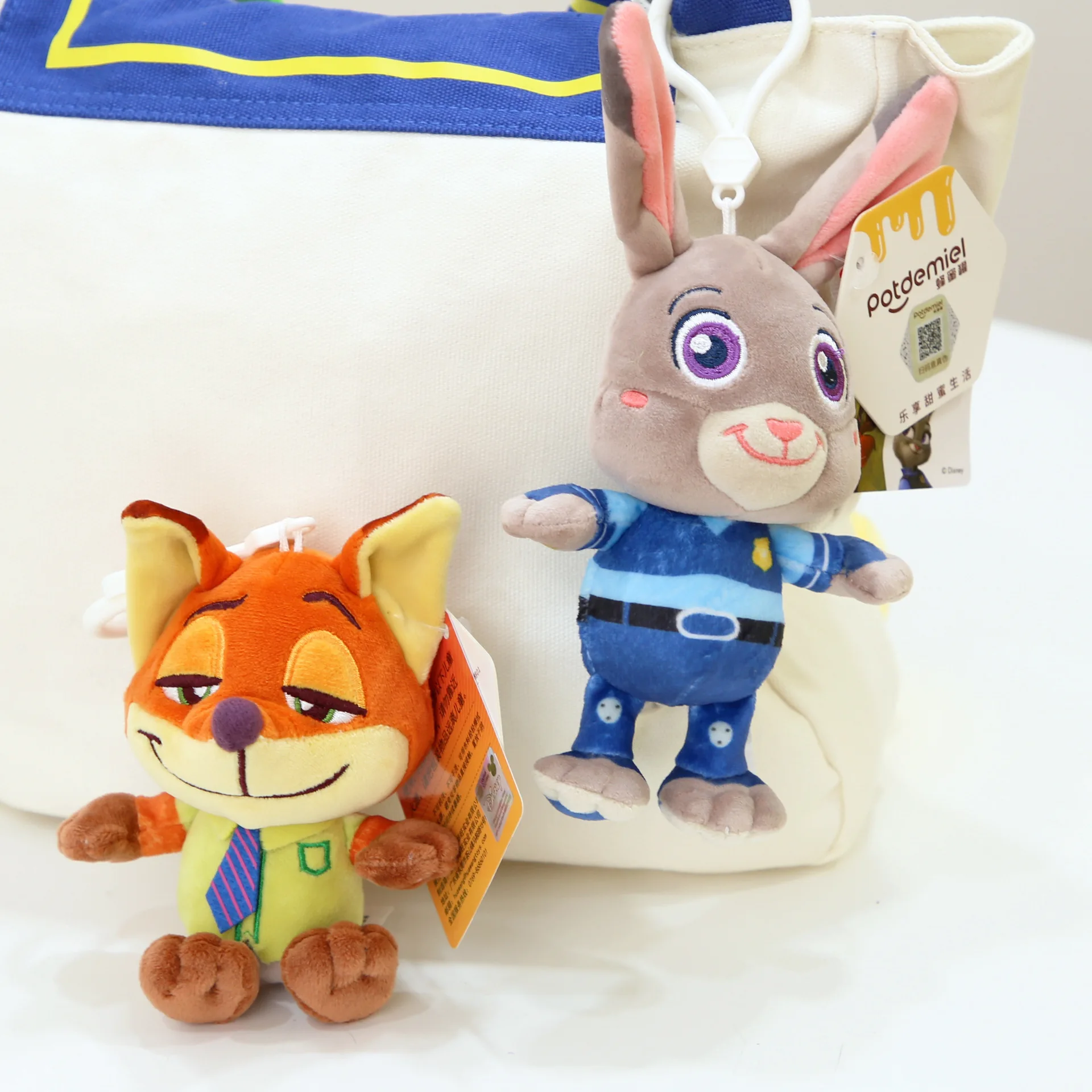 Kawaii Disney Anime Zootopia Judy Nick Peluche Portachiavi Ciondolo Cartoon Zaino Borsa Peluche Ciondolo Decorazione Regalo per bambini