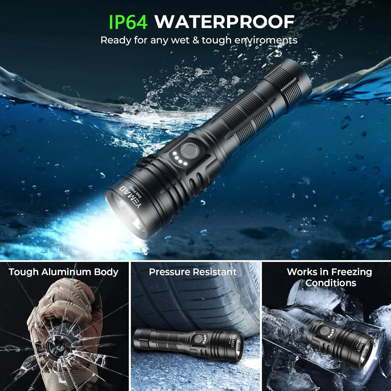 YEMAO G40pro 2000Lms Tactical Flashlight SST40 LED Flashlights Rechargeable 21700 Battery Throw 580M Emergency Searching Torch