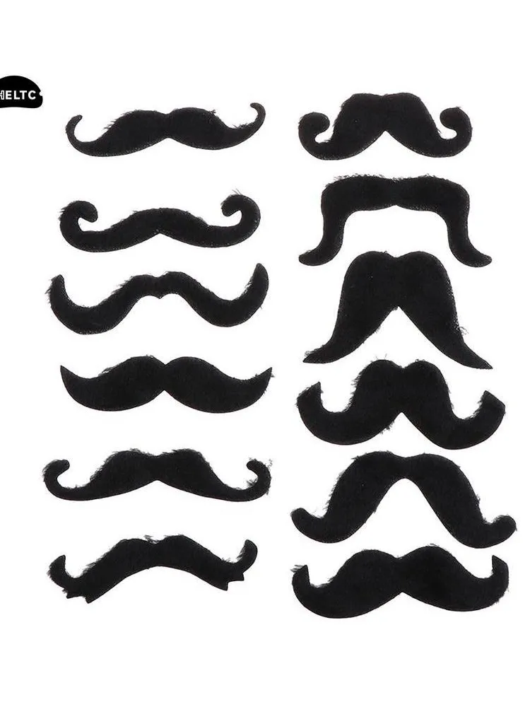 Moustache fantaisie amusante pour enfants et adultes, fausse moustache, barbe, moustache, cosplay d'Halloween, fournitures de fête, 7,5, 12 pièces