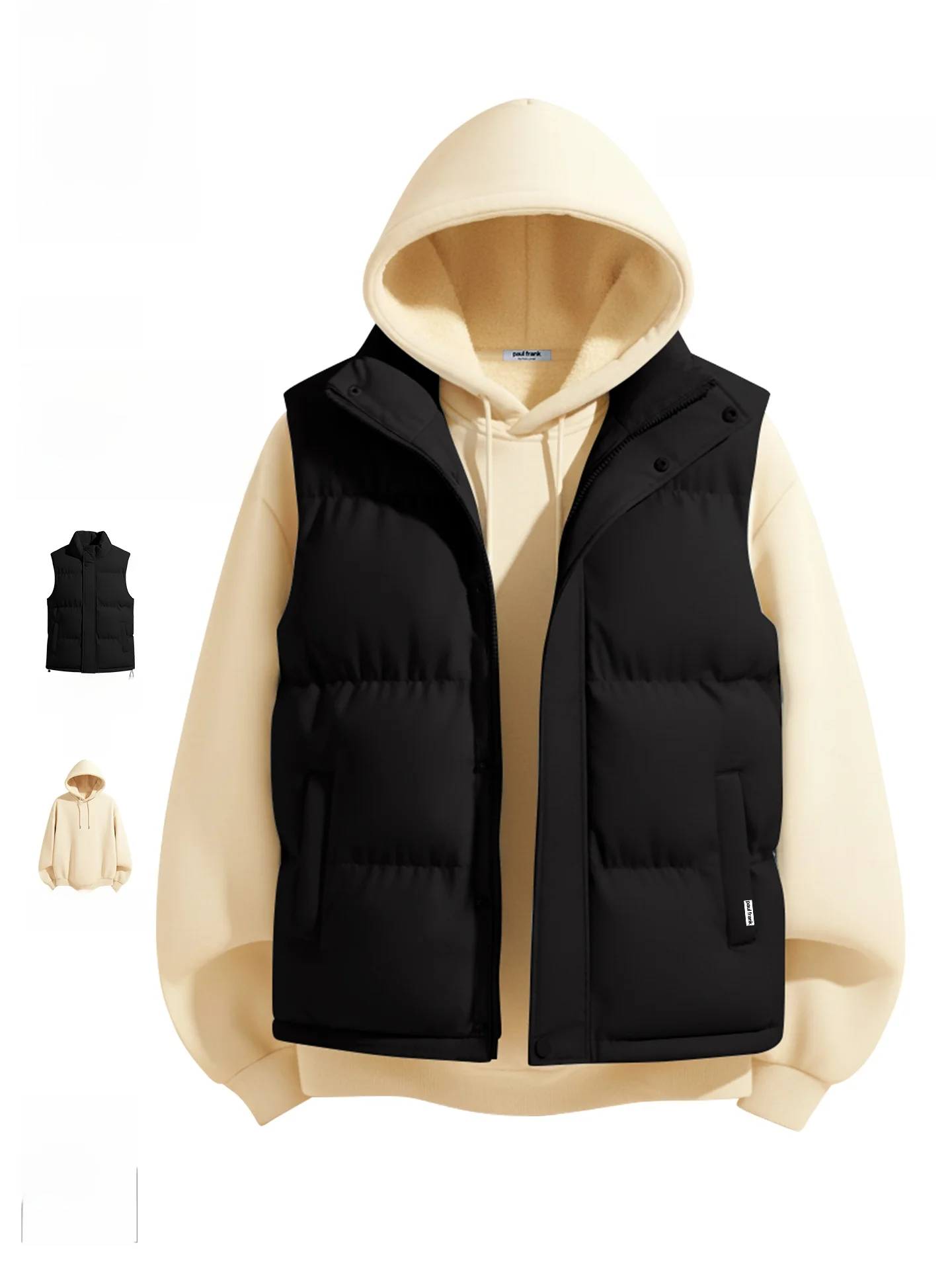 

Couple's Cotton Vest Men's Women's Winter Stand Collar Bla American Sle oulder Cotton Jaet Youth Sportswear