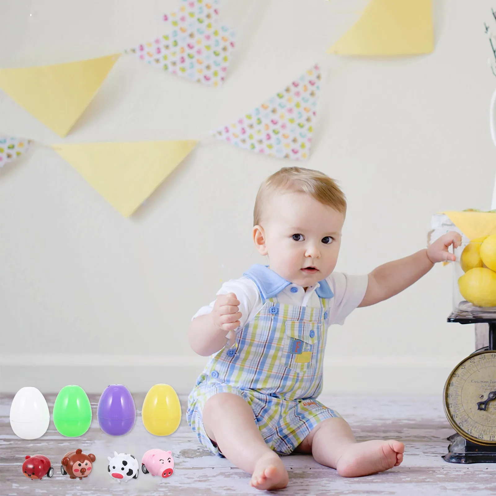 1Set Easter Egg Animal Car Spring Pull Back Children Plaything Cartoon Candy Chocolate Gift Box Party Favor Wrapping