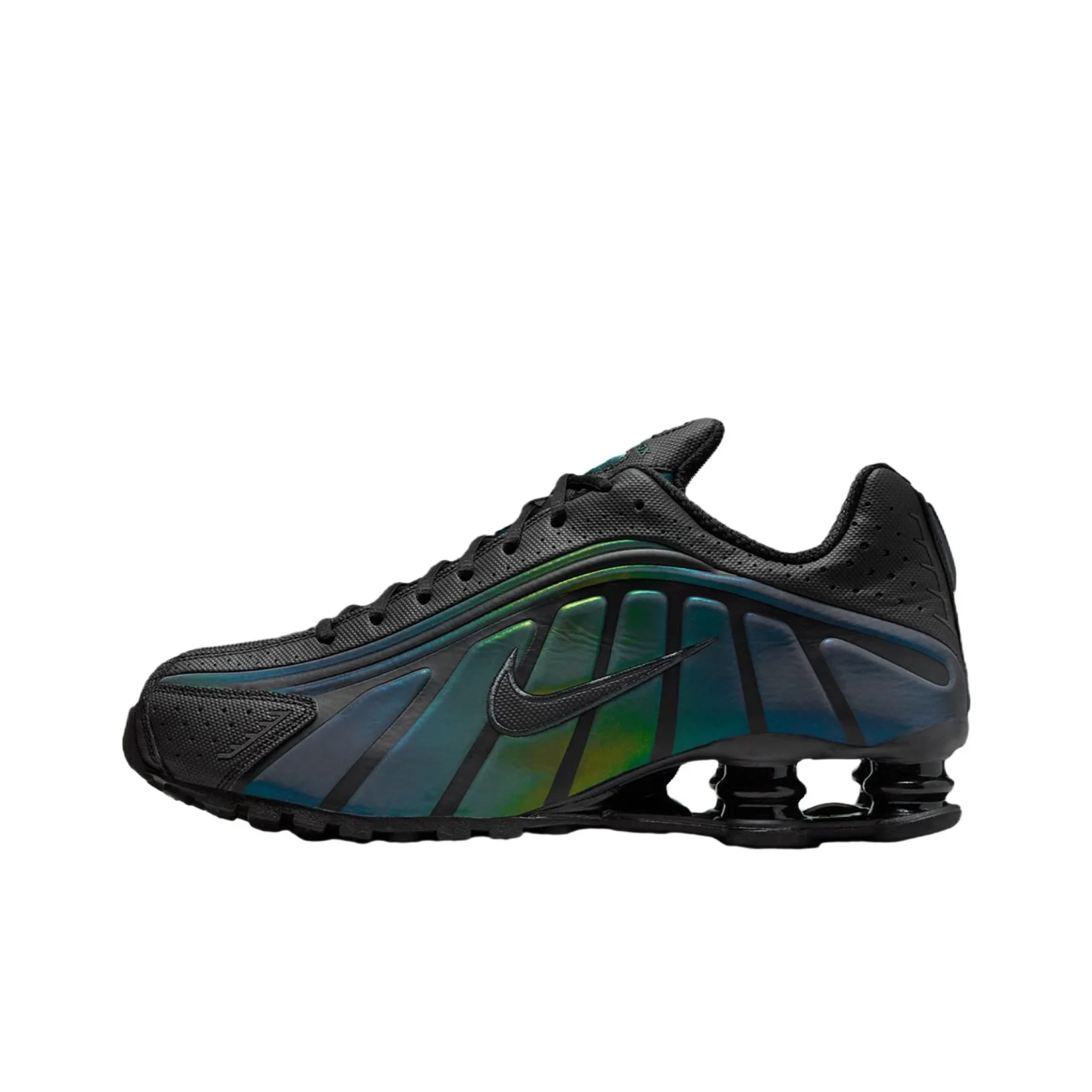Nike Shox R4 Breathable Low top Running Shoes Men's Black Green IM6596-001