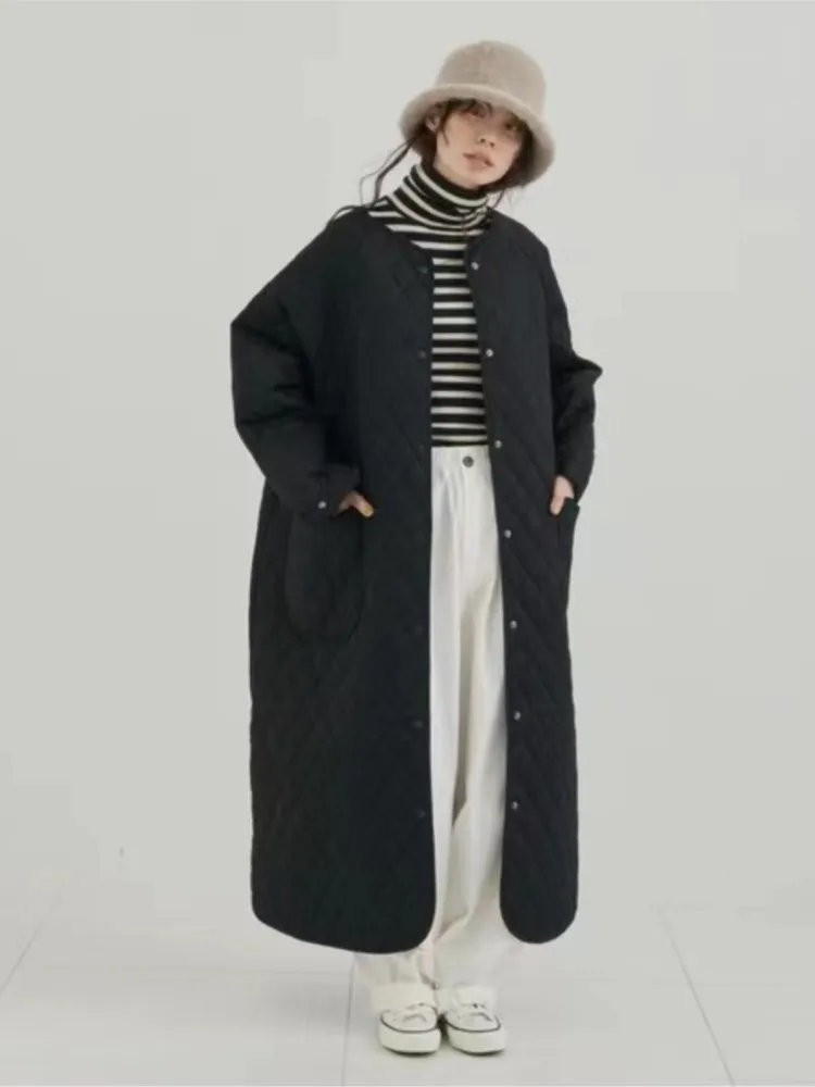 Respzed-Manteau long en coton plissé à carreaux pour femmes, vestes à manches longues pour femmes, mode décontractée, hiver, combiné 2023