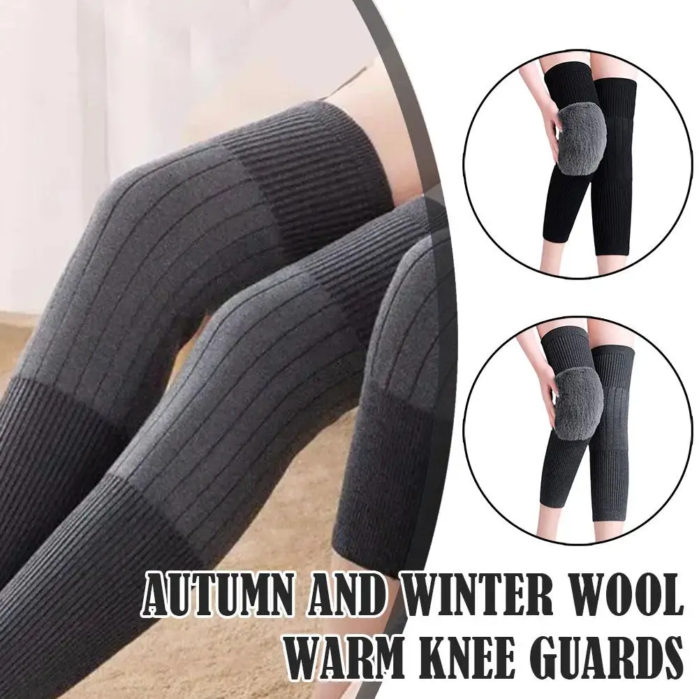 

1pair Winter Warm Knee Pads Wool Kneepad Warm Thickened Windproof Guard Coldproof Velvet Protective Winter Knee Outdoor S8D4