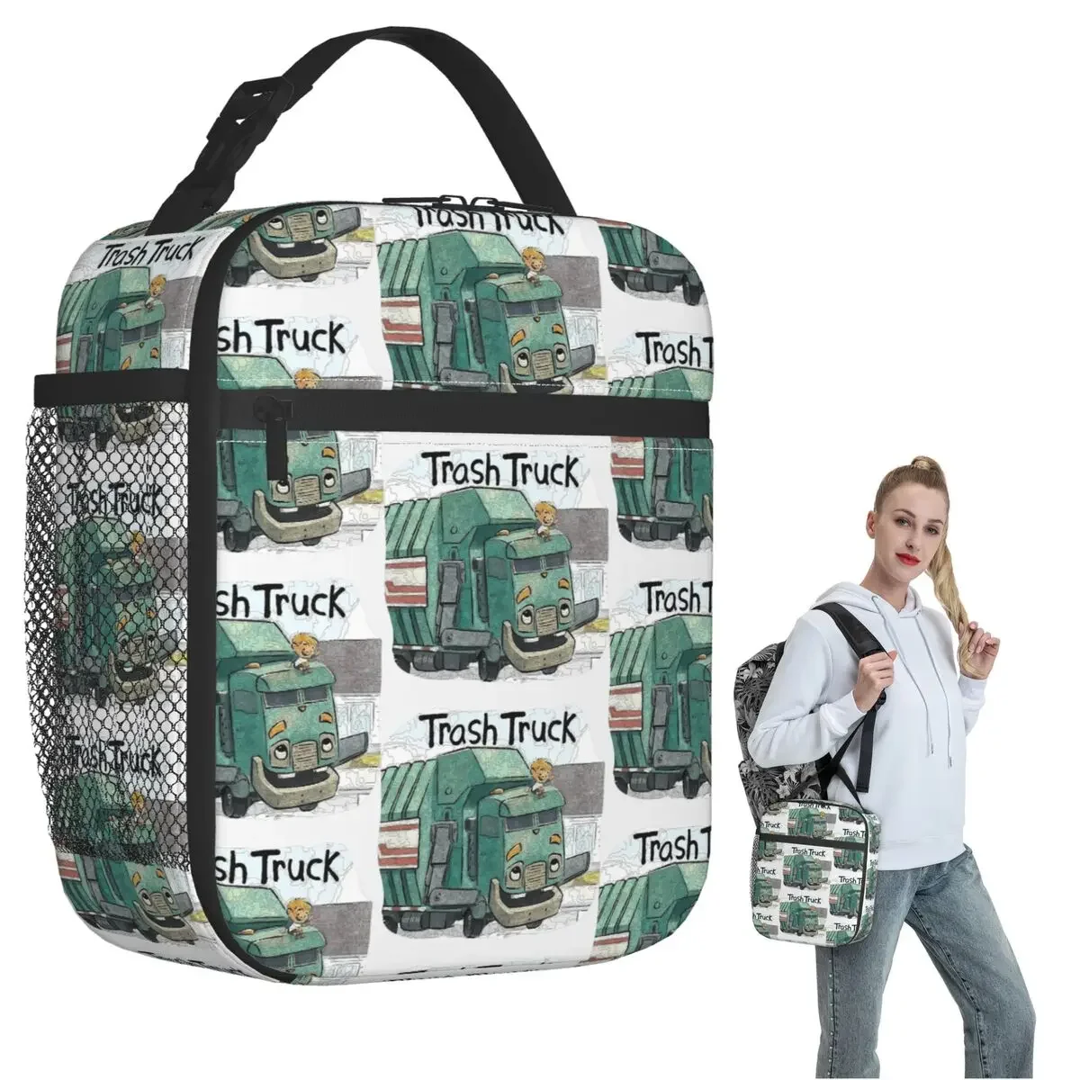 Trash Truck Cartoon Netflix Insulated Lunch Bag for Women Kids Leakproof Food Boxes Thermal Lunch Box Tote