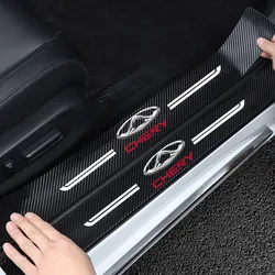 4Pcs Carbon Fiber Car Door Sill Plate Protective Sticker For Chery Tiggo 8 7 6 4 3 5x Pro Arrizo Omoda 5 FX Fulwin Face QQ 2023