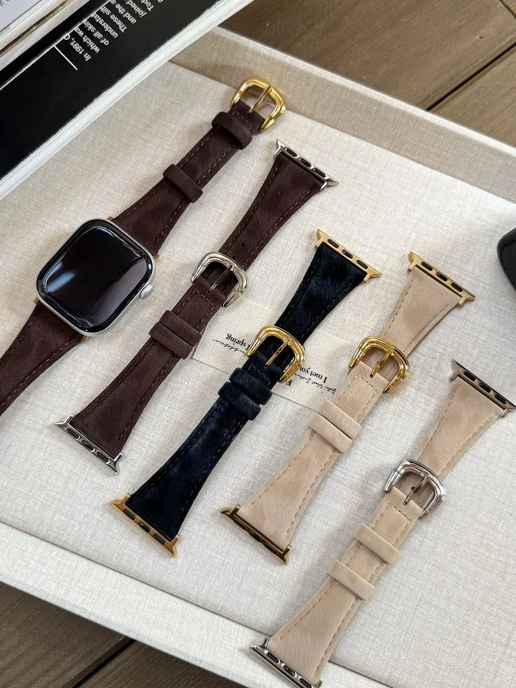 

Slim Leather Strap For Apple Watch Band 38 40 41 42 45 46 49mm Bracelet Vintage Genuine Leather Band for iwatch S11 10 9 8 7 SE