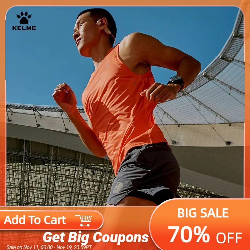 

Kelme Men's Running Vest Marathon Racing Training Vest Breathable Sports T-shirt Outdoor Quick-drying Basketball Top
