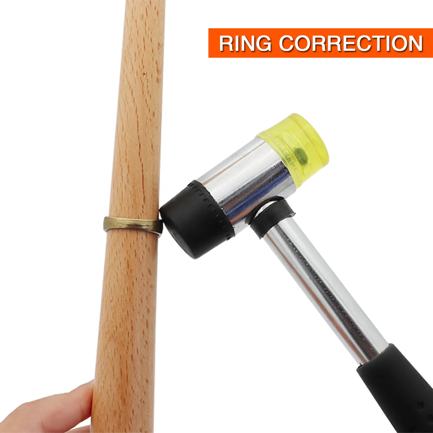 Jewelers Rubber Hammer Mallet with Stainless Steel Ring Mandrel Sizing Adjuster Ring Shaper Repair Tools Jewelry Making Kit