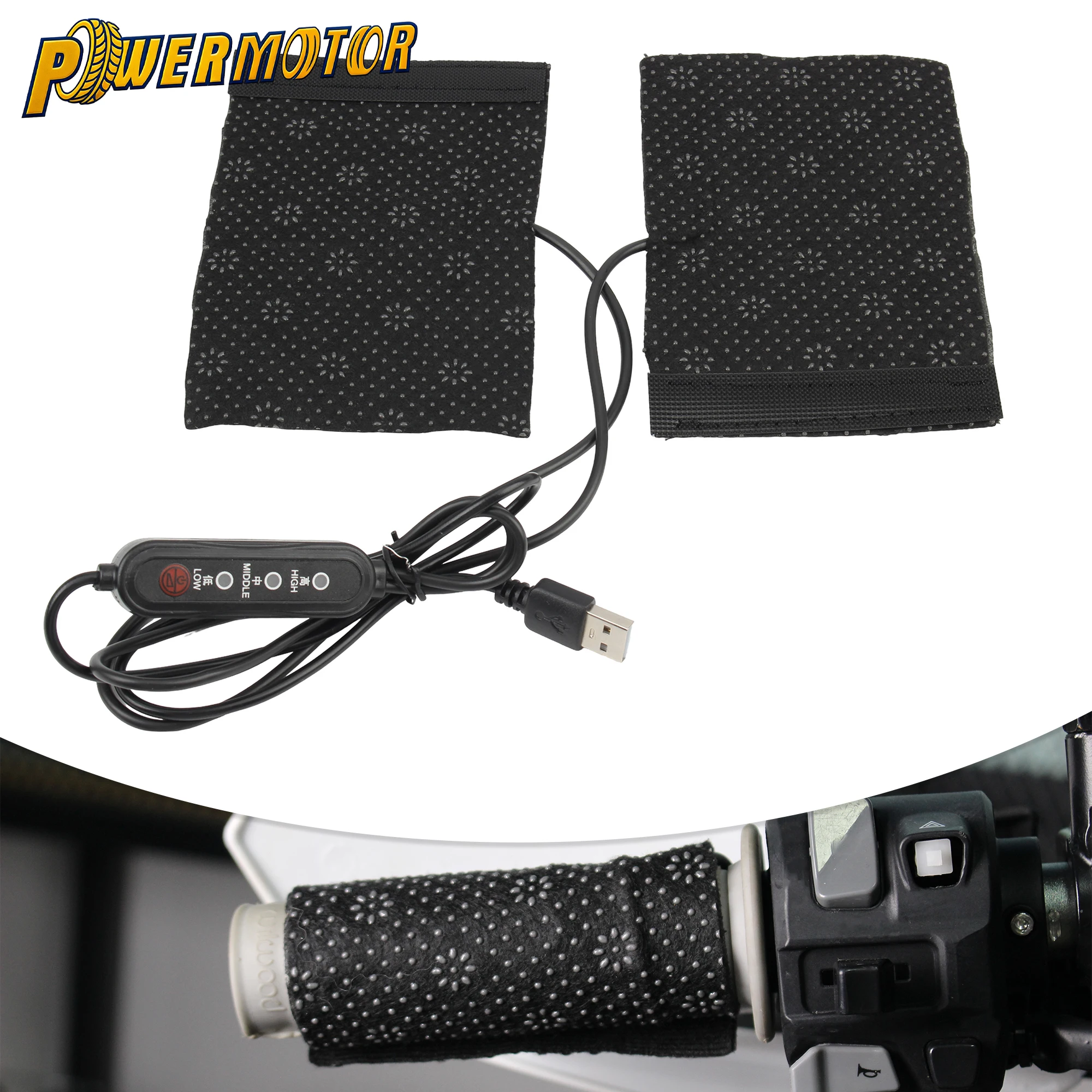 12 فولت دراجة نارية التدفئة الكهربائية غطاء المقود 3 التروس USB التوصيل ل ATV سكوتر ADV ساخنة Handgrip غطاء مقبض أجزاء الدراجة #1