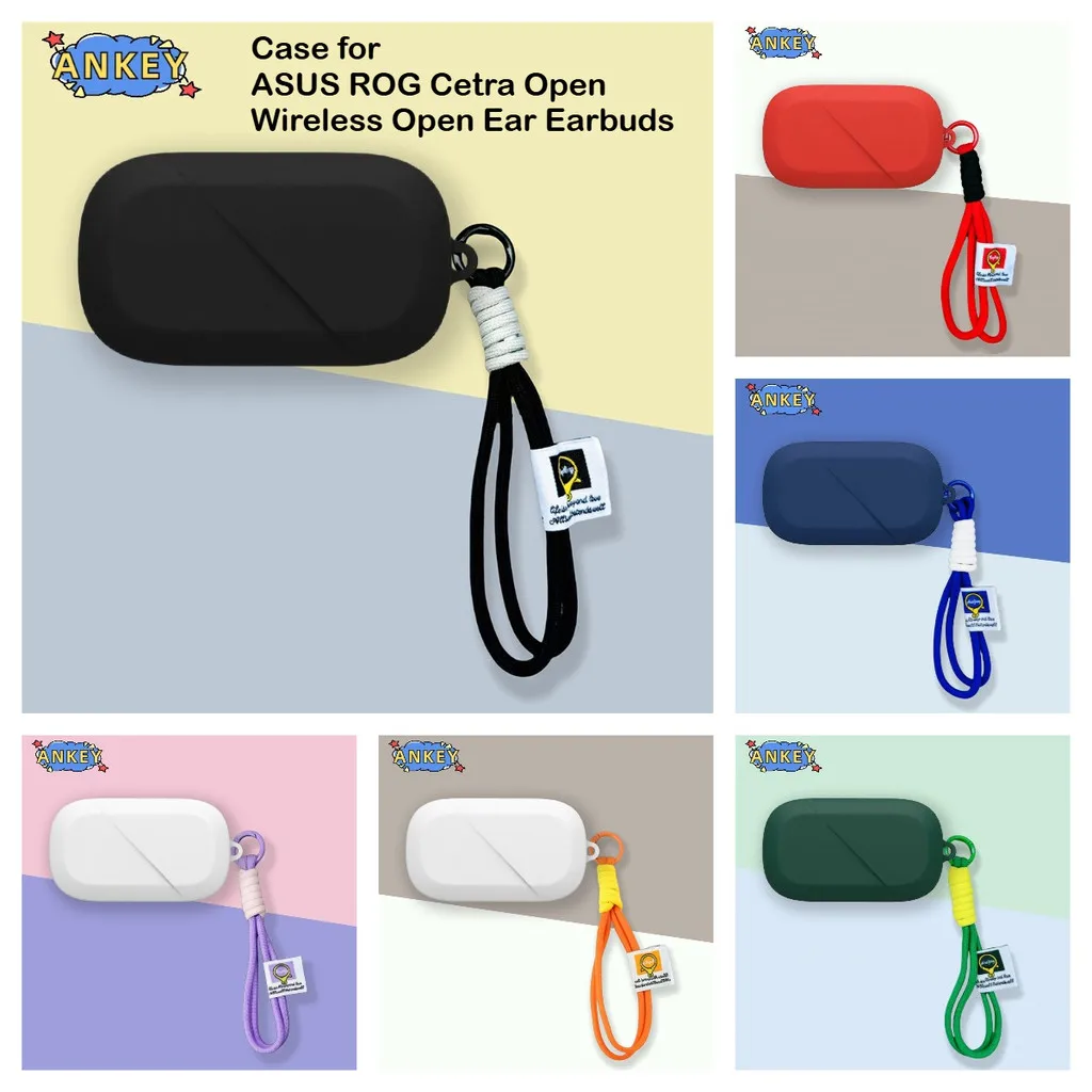 Compatible with ASUS ROG Cetra Open Wireless Open Ear Earbuds Earphones, Silicone Protective Case with Nylon Lanyard