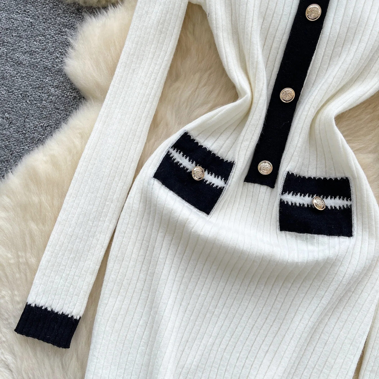 Picture 4: Winter Sweater vestidos feminino Women Vintage Long Sleeve Slim Sexy Bodycon Dress Korean Fashion Casual Robe Femme