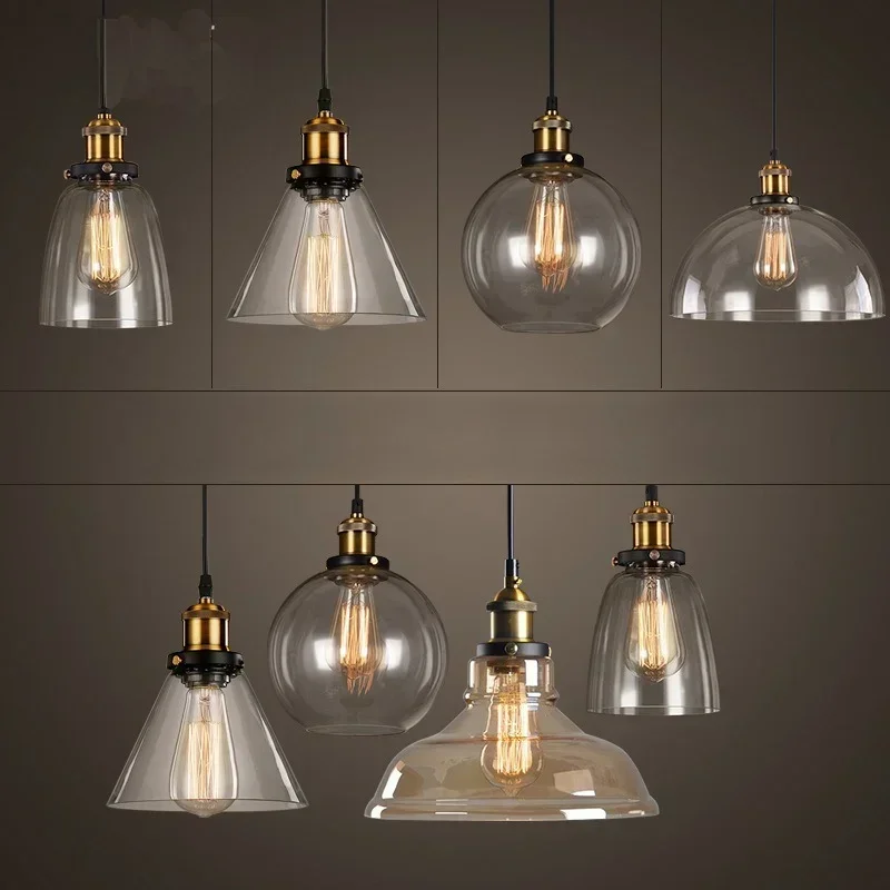 

The Nordic Loft Modern Bedroom Pendant Lamp with Clear Gray Amber Vintage Pendant Lights Dining Glass Hanging Light Fixtures