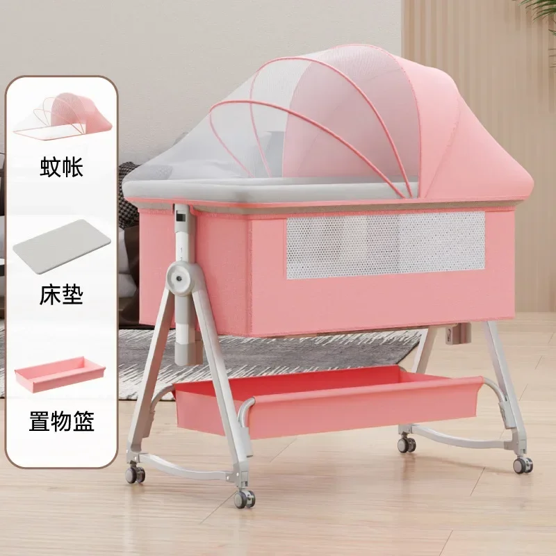 Baby Bed Splice Bed Portable Multi Functional Mobile Folding Cradle Bed Newborn Baby Nest