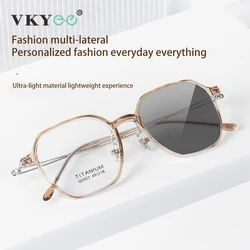 VKYEE Personalized New Design Women's Reading Glasses Geometric Anti-Blue Light Glasses Customizable Prescription Photochromic