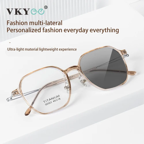 VKYEE, nuevo diseño personalizado, gafas de lectura para mujer, gafas geométricas antiluz azul, gafas fotocromáticas graduadas personalizables