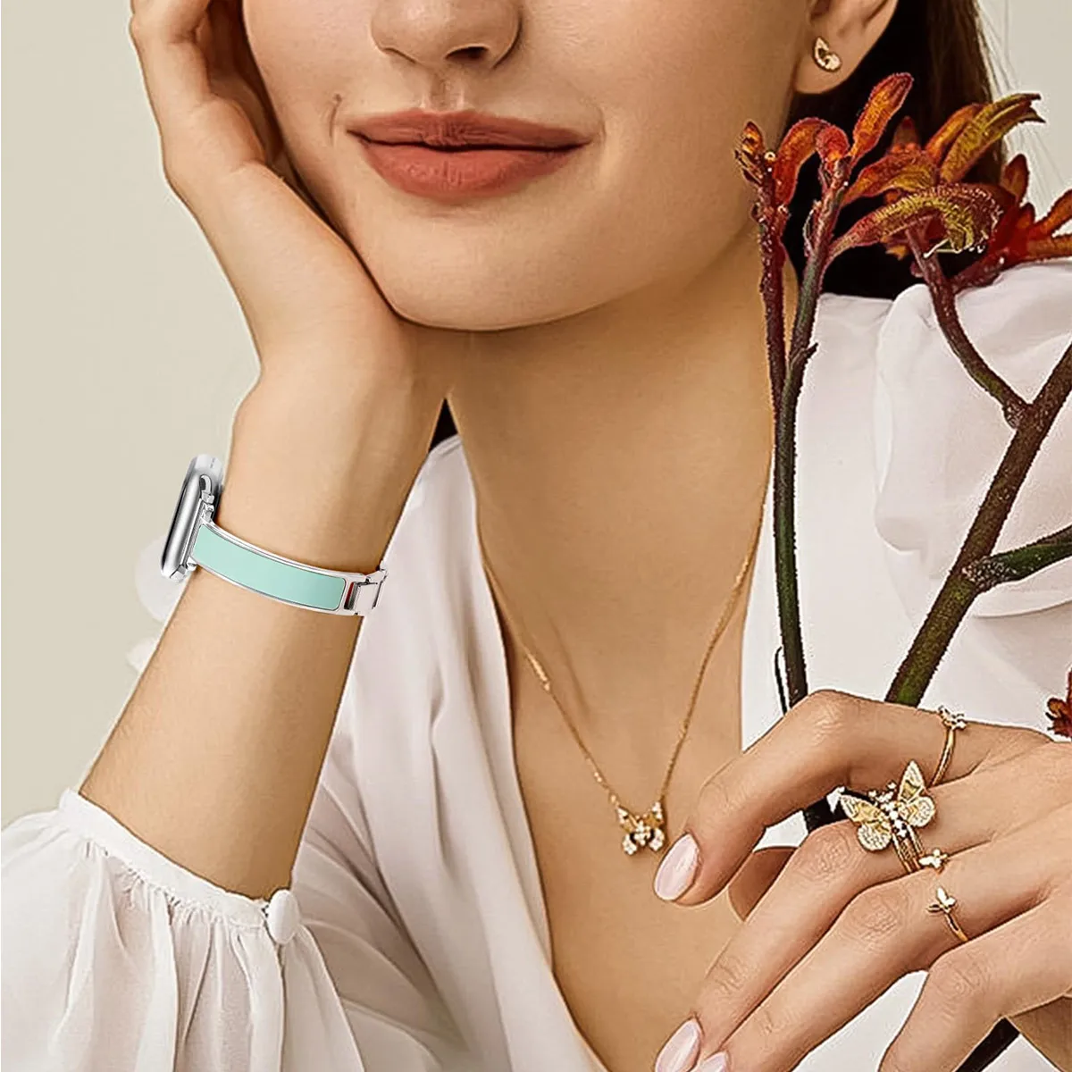 Bracelet strap ADAPTS to Apple Watch Series 10 9 8 7 6 5 4 SE for 38/40/41/42/44/45mm 46mm 49mm jewelry deduction women's strap image 5