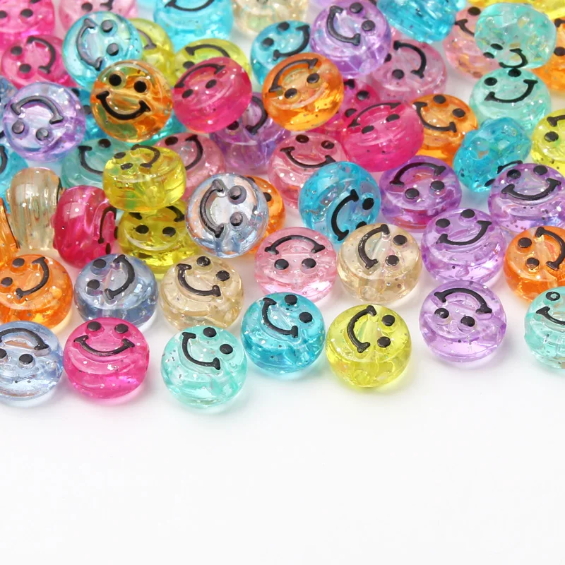 10mm 50pcs Mixed Simling Spacer Beads Smile Face Acrylic Beads For Jewelry Making Diy Bracelet Necklace Earring Accessories