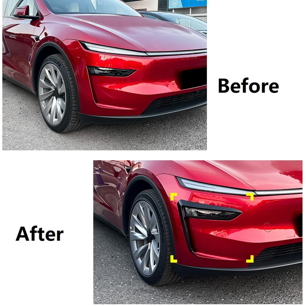

Unique Front Fog Lamp Spoiler For Tesla Model Y Juniper 2025 Front Bumper Wind Knife Spoiler