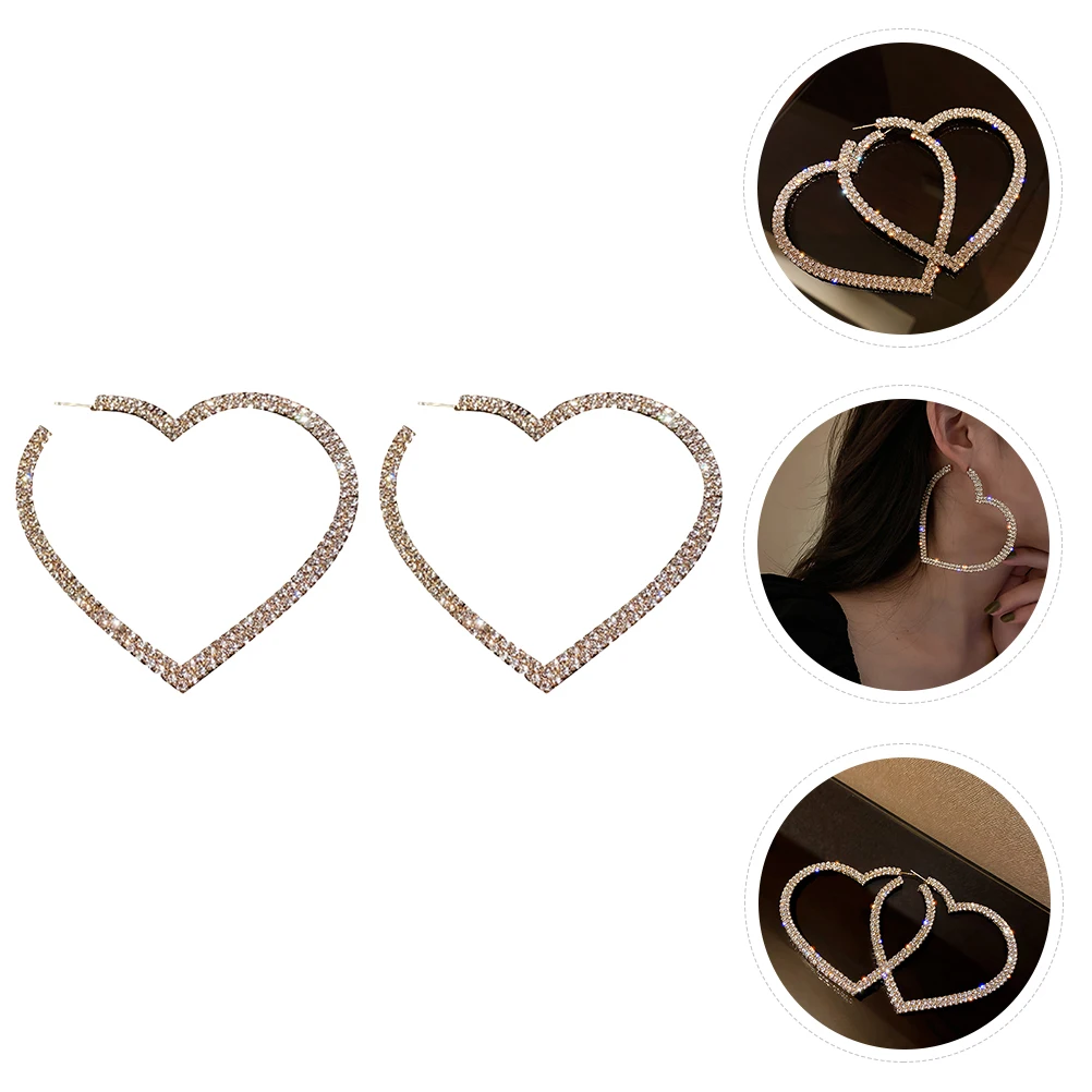 

Heart Shaped Earrings Rhinestone Inlaid Ear Pendants Comfortable Wedding Party Accessories Gifts For Women Bride