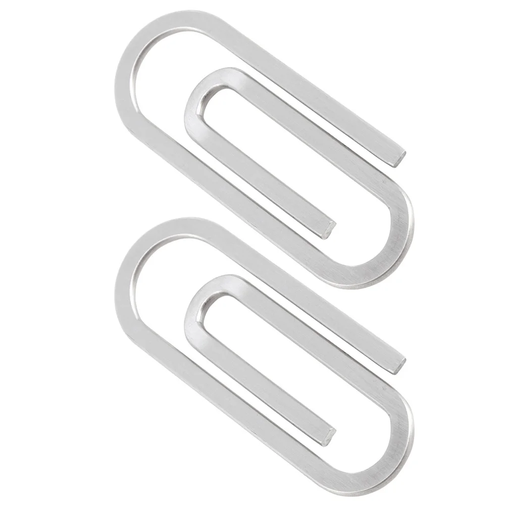 

2Pcs Money Clip Card Holder Stainless Steel Paper Clips Small Anti-Slip Bills Fixing Clamp File Holder Office Supplies