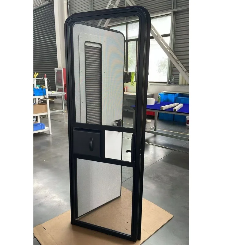 Aluminum Profile Motor Home Camper Trailer Door with Inner Screen Door Double Layer Acrylic Door Window