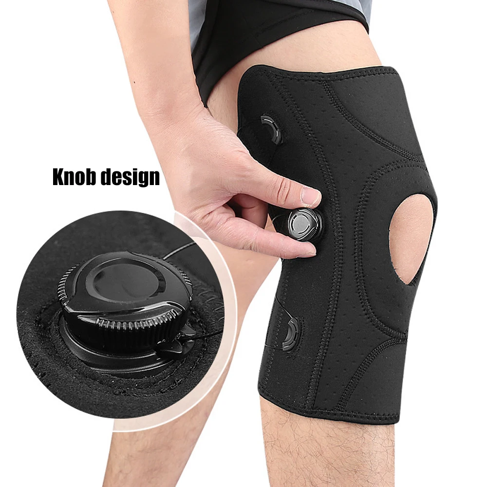 1PCS Hinged Knee Brace with Patella Sponge Pad & Side Stabilizers - Quick-Adjust Knob for Sports Injuries, Arthritis & Gym