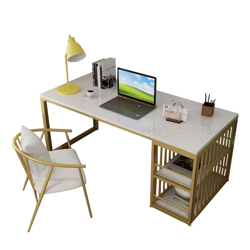 

Small apartment home study desk studio staff single office desk chair Nordic marble computer desk