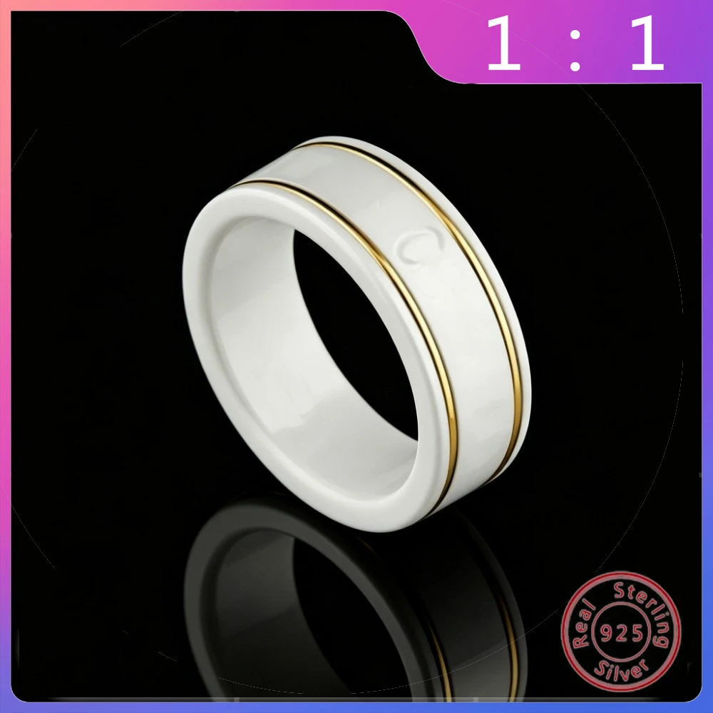 

Кольцо из серебра S925 пробы, высококачественное, легкое, роскошное, модное, нишевое, универсальное, винтажное, с керамической вставкой и надписью
