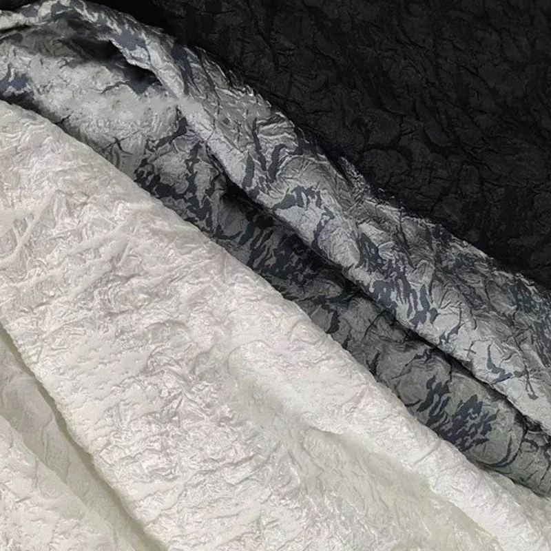 3D Reef Rock Pattern Heavy Texture Fabric Irregular Embossed Pleated Jacquard Designer Fabric DIY Jacket Clothing Sewing
