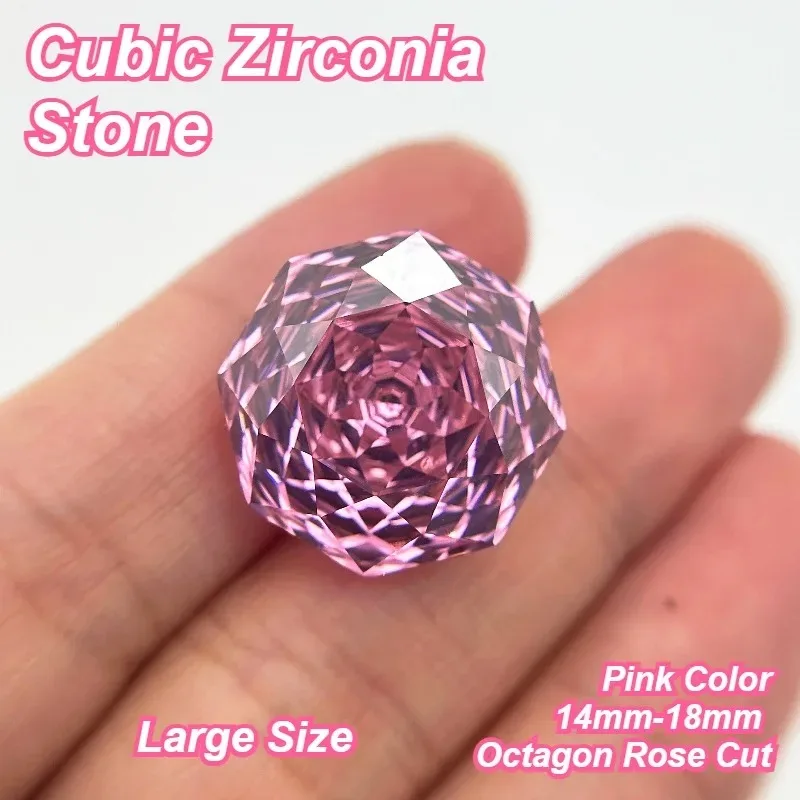 

Large Size Cubic Zirconia Stone Octagon Rose Cut Pink Color 14mm-18mm Loose Stones Used for Jewelry Making Inlay Main Materials