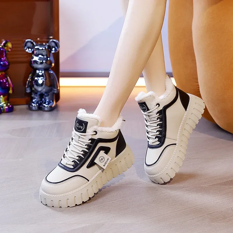 Frauen High Top Schnee Stiefel Winter Neue Casual Dicke Sohle Anti Slip Warme Farbe Blockiert