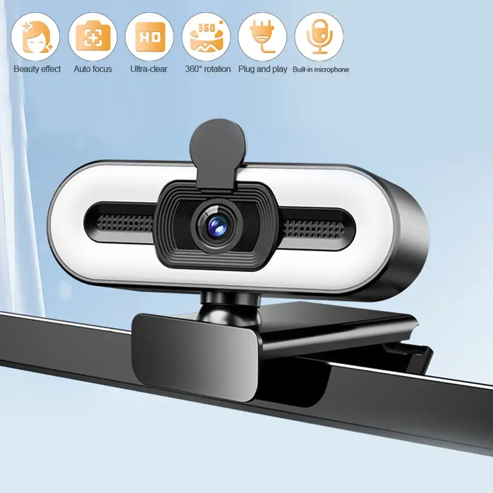 كاميرا ويب محمولة بتركيز تلقائي عالي الدقة 1080P 2K 4K كاميرا ويب للكمبيوتر المحمول كاميرا ويب بث مباشر مرنة مع ميكروفون بث مباشر مع ضوء #1