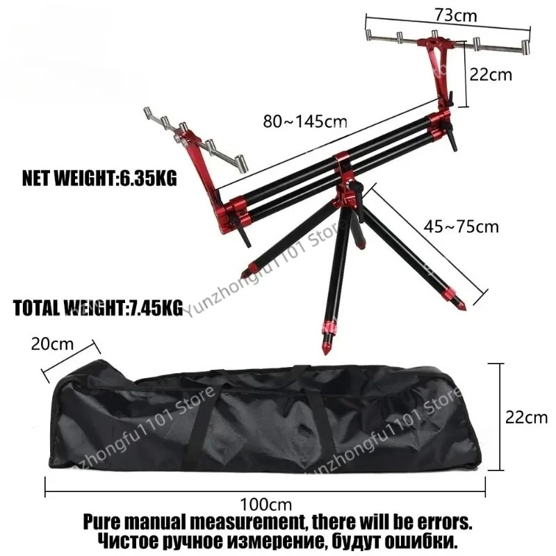 New Retractable Folding Full Metal Aluminum Alloy 5 Heads Triangle Bracket Wholesale High Fishing Rod Holder
