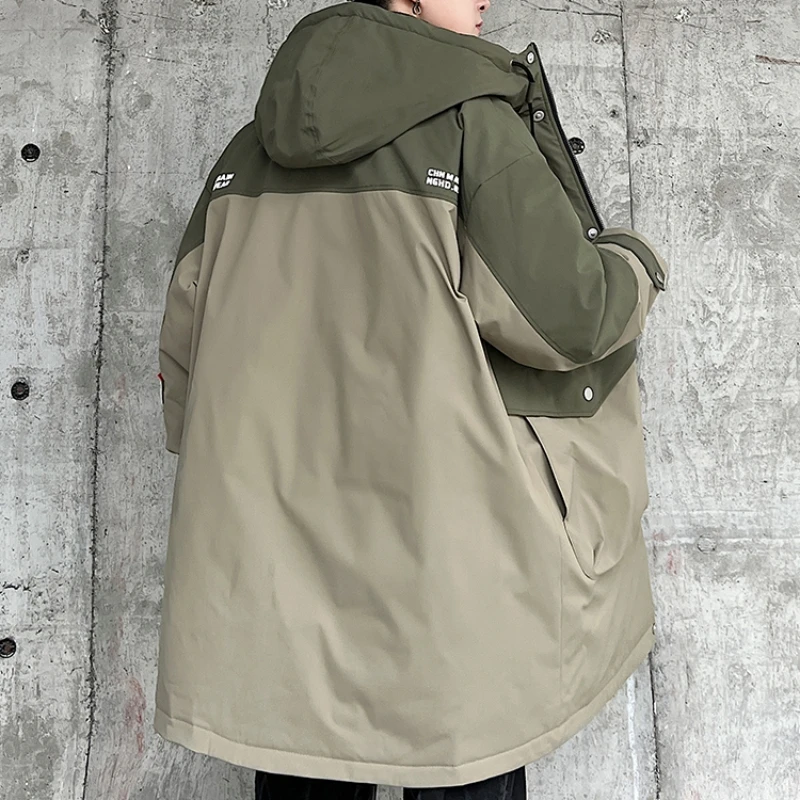 Plus Size Men's Clothing Winter Fashion Down Jacket For Men Korean Trendy Long Padding New In Hooded Down Coats Puffer Jacket