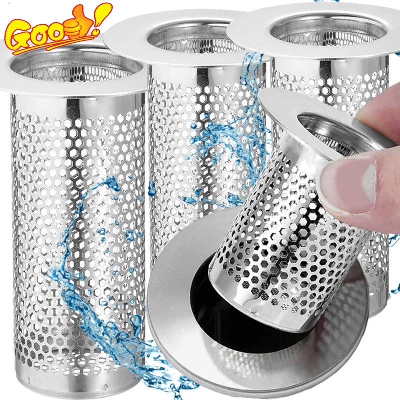 Stainless Steel Floor Drain Filter Mesh Basket Rust Proof Bathroom Shower Drains Sink Hair Catcher Trap Anti-clog Bath Drains