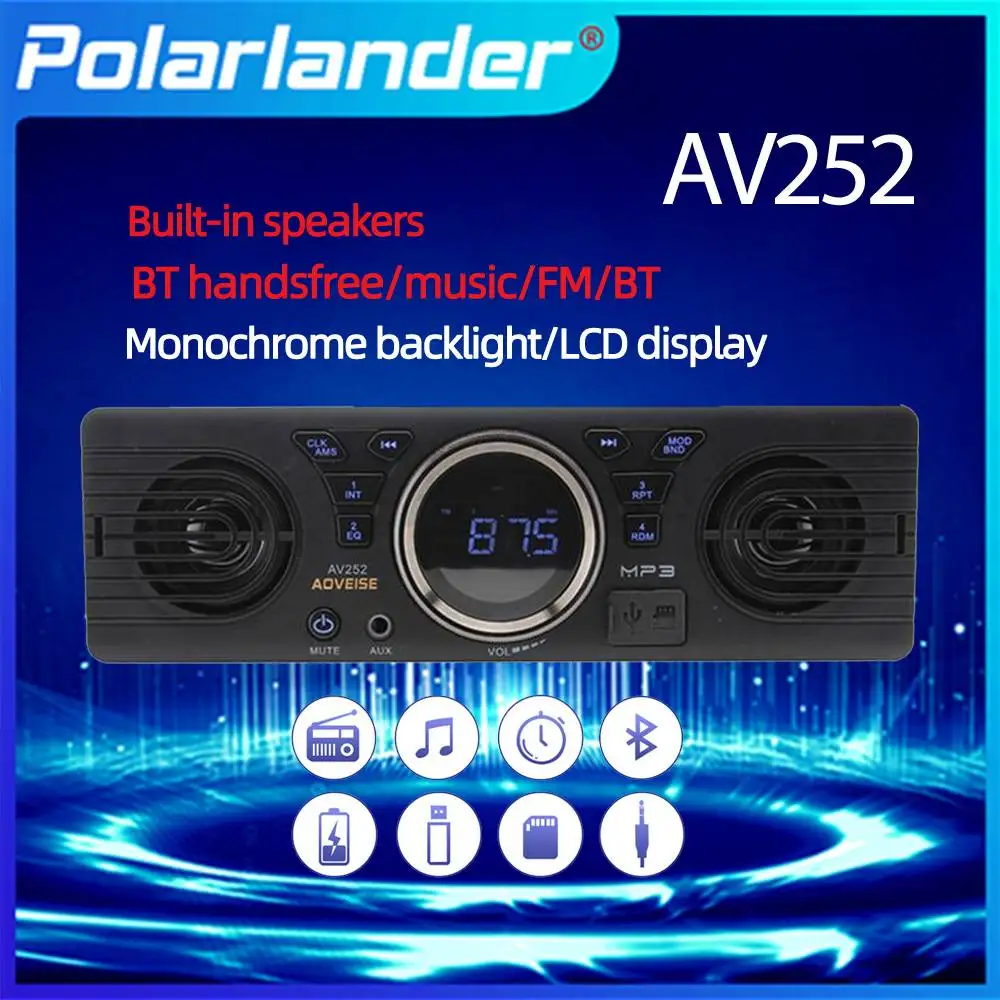 AV252/8236 built-in 2/3 speakers car radio 12V Bluetooth handfree FM USB SD AUX IN audio in dash stereo MP3 player