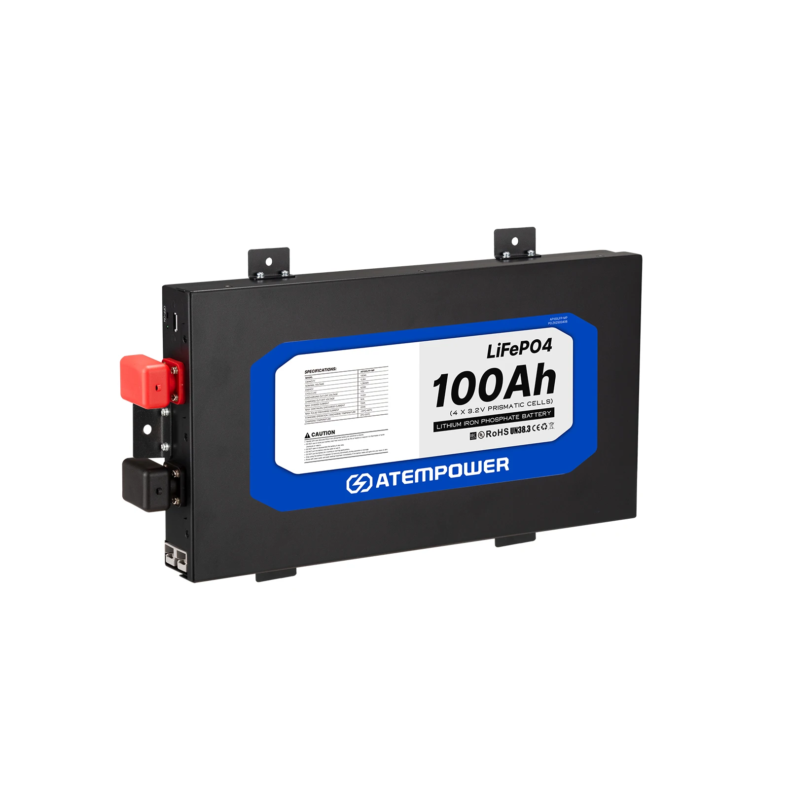 

ATEM POWER Deep Cycle 12V 100ah Ultra Slim Lithium Battery Slimline BMS Slim Lifepo4 Lithium Ion Battery Pack For RV Trailer