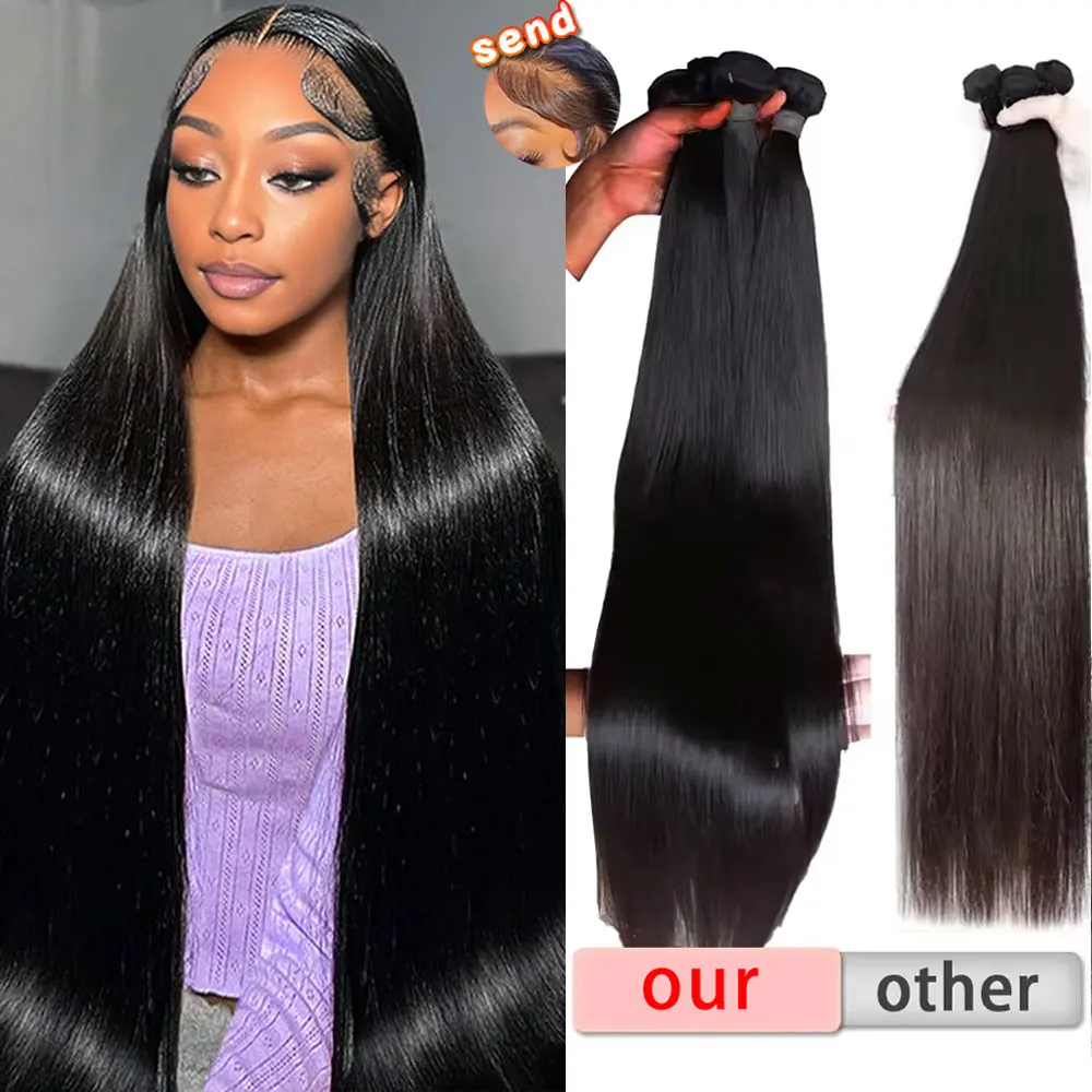 30 36 40 بوصة حزم من شعر مفرود 14A 3 4 5 حزم الشعر البشري 100% غير المجهزة الخام نسج حزم تمديد للنساء بالجملة